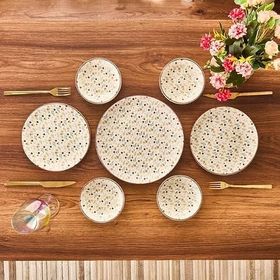 Evidea Kitchen 12 Parça Çiçekli Renkli Seramik Kahvaltı Takımı