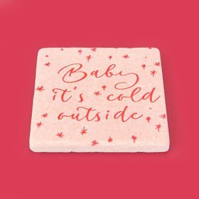 Evidea Kitchen Baby It's Cold Outside Taş Renkli 10x10 cm Bardak Altlığı