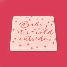 Evidea Kitchen Baby It's Cold Outside Taş Renkli 10x10 cm Bardak Altlığı