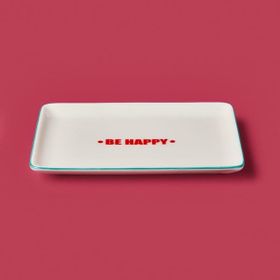 Evidea Kitchen Be Happy Kırmızı Pembe 13x18 CM Servis Tabağı