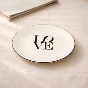 Evidea Kitchen Bold Heart Siyah Beyaz 19 cm Porselen Tatlı Tabağı