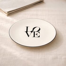Evidea Kitchen Bold Heart Siyah Beyaz 19 cm Porselen Tatlı Tabağı