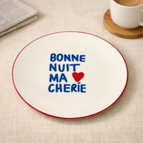 Evidea Kitchen Bonne Nuit Ma Cherie Renkli 19 cm Porselen Pasta Tabağı