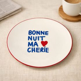 Evidea Kitchen Bonne Nuit Ma Cherie Renkli 19 cm Porselen Pasta Tabağı