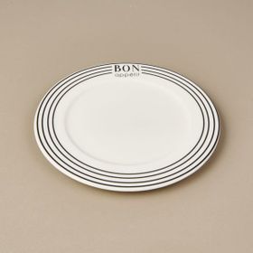 Evidea Kitchen Elegant Curves Porselen Siyah Beyaz 20 CM Pasta Tabağı
