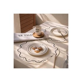 Evidea Kitchen Elegant Curves Porselen Siyah Beyaz 20 CM Pasta Tabağı