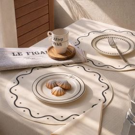 Evidea Kitchen Elegant Curves Porselen Siyah Beyaz 20 CM Pasta Tabağı