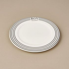 Evidea Kitchen Elegant Curves Porselen Siyah Beyaz 20 CM Pasta Tabağı