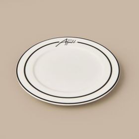 Evidea Kitchen Elegant Curves Porselen Siyah Beyaz 20 CM Pasta Tabağı