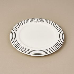 Evidea Kitchen Elegant Curves Porselen Siyah Beyaz 20 CM Pasta Tabağı