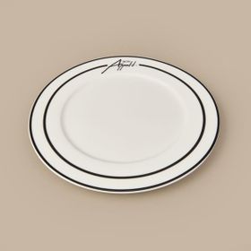 Evidea Kitchen Elegant Curves Porselen Siyah Beyaz 25 CM Servis Tabağı