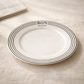 Evidea Kitchen Elegant Curves Porselen Siyah Beyaz 25 CM Servis Tabağı