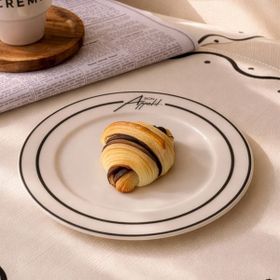 Evidea Kitchen Elegant Curves Porselen Siyah Beyaz 25 CM Servis Tabağı