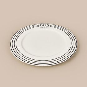 Evidea Kitchen Elegant Curves Porselen Siyah Beyaz 25 CM Servis Tabağı