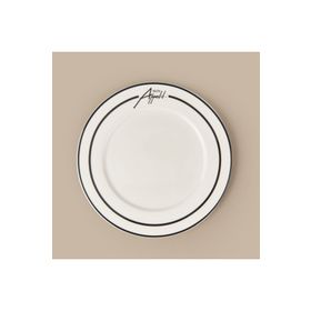 Evidea Kitchen Elegant Curves Porselen Siyah Beyaz 25 CM Servis Tabağı