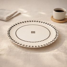 Evidea Kitchen Ethnic Siyah Beyaz 25 CM Servis Tabağı