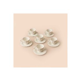 Evidea Kitchen Göreme 6'lı Beyaz / Kahverengi - 90 ml Kahve Fincan Takımı