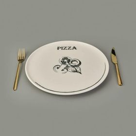 Evidea Kitchen Gourmet Krem Siyah 30 CM Pizza Tabağı