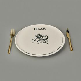 Evidea Kitchen Gourmet Krem Siyah 30 CM Pizza Tabağı