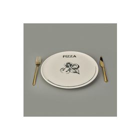 Evidea Kitchen Gourmet Krem Siyah 30 CM Pizza Tabağı