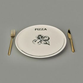 Evidea Kitchen Gourmet Krem Siyah 30 CM Pizza Tabağı