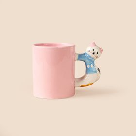 Evidea Kitchen Kitty Desenli Pembe 450 ml Seramik Kupa