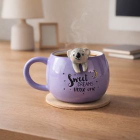 Evidea Kitchen Koala Desenli Mor 400 ml Seramik Kupa