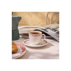 Evidea Kitchen Kruvasan 2 Kişilik Krem Kırmızı 90 ml Kahve Fincanı