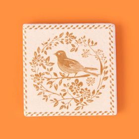 Evidea Kitchen Kuşlu Taş 10x10 cm Renkli Bardak Altlığı