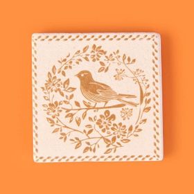 Evidea Kitchen Kuşlu Taş 10x10 cm Renkli Bardak Altlığı