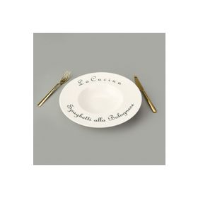 Evidea Kitchen La Luciana Porselen Siyah Krem 26 CM Makarna Tabağı