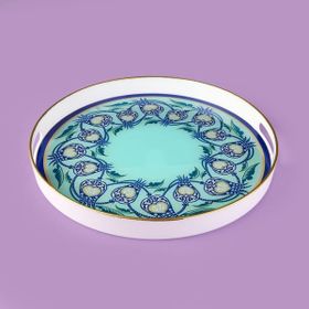 Evidea Kitchen Lale 35 cm Renkli Camlı Yuvarlak Tepsi