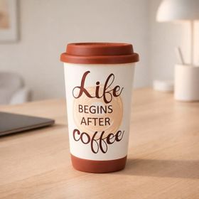 Evidea Kitchen Life Seramik Beyaz Kahverengi - 400 ml Mug