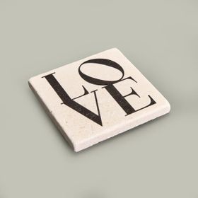 Evidea Kitchen Love Taş Renkli 10x10 cm Bardak Altlığı