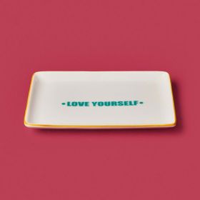 Evidea Kitchen Love Yourself Yeşil Sarı 13x18 CM Servis Tabağı