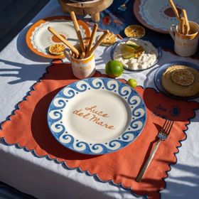 Evidea Kitchen Luve Del Mare Krem Mavi 21 CM Tatlı ve Kahvaltı Tabağı
