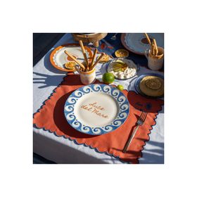 Evidea Kitchen Luve Del Mare Krem Mavi 21 CM Tatlı ve Kahvaltı Tabağı