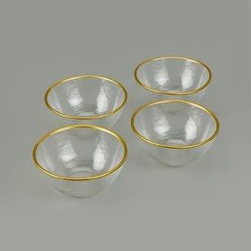 Evidea Kitchen Paloma Şeffaf Altın 9 CM 4'lü Kase