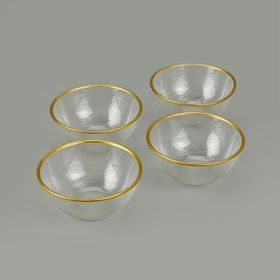 Evidea Kitchen Paloma Şeffaf Altın 9 CM 4'lü Kase