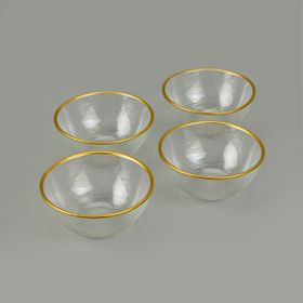 Evidea Kitchen Paloma Şeffaf Altın 9 CM 4'lü Kase