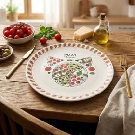 Evidea Kitchen Pizza Lover Renkli 31 cm Pizza Tabağı