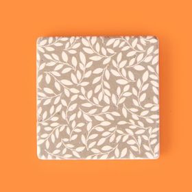 Evidea Kitchen Yapraklar Taş Renkli 10x10 cm Bardak Altlığı