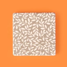 Evidea Kitchen Yapraklar Taş Renkli 10x10 cm Bardak Altlığı