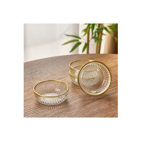 Evidea Kitchen Zelazo Şeffaf Altın 11.5 cm 4'lü Kase Seti