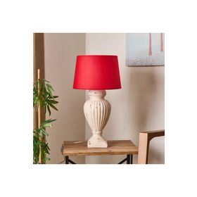 Evidea Lighting Apollon Kırmızı Krem 60 cm Eskitme Büyük Abajur