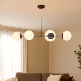 Evidea Lighting Beyaz Siyah 85 cm Cam 4'lü Modern Avize