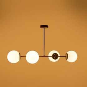 Evidea Lighting Beyaz Siyah 85 cm Cam 4'lü Modern Avize