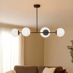 Evidea Lighting Beyaz Siyah 85 cm Cam 4'lü Modern Avize