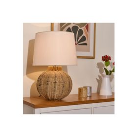Evidea Lighting Borgo Kahverengi Beyaz 50x30 cm Abajur