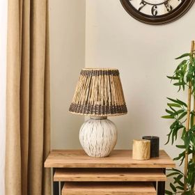 Evidea Lighting Dorian Krem 40x40x25 cm Eskitme Seramik Abajur